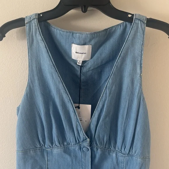 Reformation Sebastien Denim Midi Dress, Size 2, $248